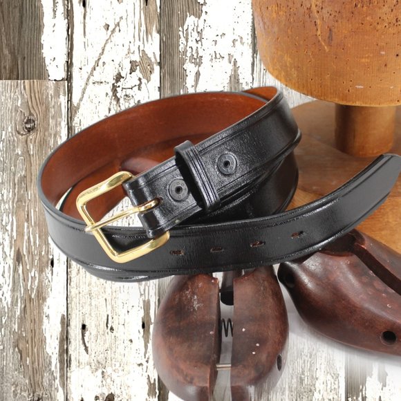 Don Hume Duty Belt Black Leather Brass Buckle Police Snap Buckle Sz 48 Unisex - Picture 2 of 8